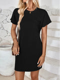 Round Neck Short Sleeve Mini Dress DJPT