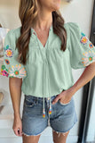 Tie Neck Short Sleeve Blouse DJPT