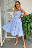 Tie-Shoulder Tiered Dress DJPT