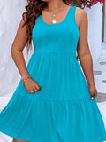Size Tiered Scoop Neck Tank Dress DJPT