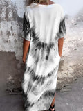 Size Pocketed Tie-Dye Short Sleeve Dress DJPT