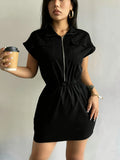 Front Short Sleeve Mini Dress DJPT