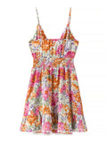 Print Tie-Front Cami Dress with Lace Trim DJPT