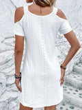 Shoulder Short Sleeve Eyelet Mini Dress DJPT