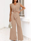 Front Top and Wide Leg Pants Set DJPT