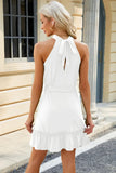 Grecian Neck Tie Waist Mini Dress DJPT