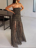 Print Maxi Dress with Side Slit DJPT
