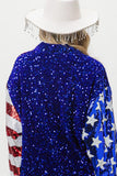 American Flag Sequin Snap Down Shirt DJPT