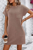 Ribbed Striped Short Sleeve Mini Tee Dress DJPT