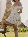 Floral Lace Trim Mini Dress DJPT