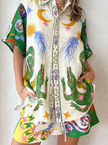 Size Printed Short Sleeve Top and Shorts Set Plus Size DJPT