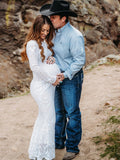 White Lace Sequin Off Shoulder Mermaid Bodycon Wedding Gown Baby Shower Elegant Foamal Maternity Photoshoot Maxi Dress Maternity