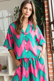 Chevron Print Short Sleeve Crop Shirt DJPT