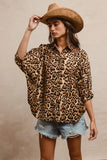 Leopard Prints Overseized Short Sleeves Top DJPT