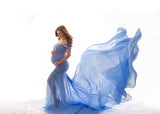 Women's Silk Cotton With Chiffon Pregnant Women Floating Tail Fluttering Sleeves Photography Dress 1869 Maternity