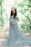 Women's Lace Pregnant Women Tailing Short-Sleeved Dress Photography Flying Sleeve Dress 8919 (Plus New Color) Maternity