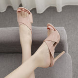 Patent Leather Cross With Sexy Toe High And Cold Slippers Woman High Quality Shoes
