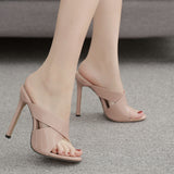 Patent Leather Cross With Sexy Toe High And Cold Slippers Woman High Quality Shoes