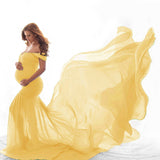 Women's Silk Cotton With Chiffon Pregnant Women Floating Tail Fluttering Sleeves Photography Dress 1869 Maternity