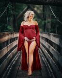 Women's Silk Cotton Pregnant Women Cross V-Neck Collar Tail Dress Photo Dress 1918 Maternity