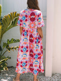 Print Tie Front Midi Dress DJPT