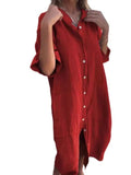 Size Casual Linen Button-Down Shirt Dress Plus Size DJPT