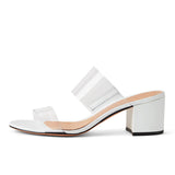 PVC Cork Snake Velvet Velvet Patent PU Coarse Heel Heel Cool Drag Large-Size Dew And Follow-Up High Quality Shoes