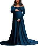 And Winter 2025 Women's Gold Velvet Pregnant Woman V-Necked Tail Dress Photo Dress 1937 Maternity