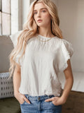 Layered Ruffled Flutter Sleeve Blouse DJPT
