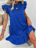 Size Ruffled Flutter Sleeve Textured Mini Dress Plus Size DJPT