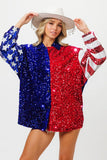 American Flag Sequin Snap Down Shirt DJPT