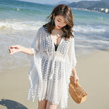 Outside With A Bikini Shirt Beach Coat Hollow With Sunscreen Woman Seaside Vacation