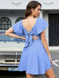 Flutter Sleeve Twist Front Mini Dress DJPT