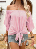 Solid Off-Shoulder Blouse DJPT