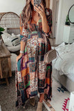 Spring And Summer New Female Bohemian New V-Neck Print Pregnant Women Dress Maternity