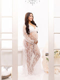 White Lace Robe V-neck Bathtub Photoshoot Plus Size Maternity Maxi Dress Maternity