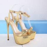 Sale Night Club Sexy New Golden Snake-Print Waterproof Table Ultra-High Heel Plus-Size Sandals Woman High Quality Shoes