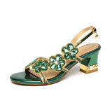 Women 2025 New High-Heeled Crystal Wedding Shoes With Diamond Cheongsam Dew Bohemian Aroid Yard Shoes High Quality Shoes