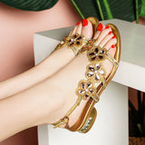 Women 2025 New High-Heeled Crystal Wedding Shoes With Diamond Cheongsam Dew Bohemian Aroid Yard Shoes High Quality Shoes