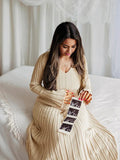Knit Pleated Big Swing V-neck Plus Size Sweater Elegant Going Out Maternity Photoshoot Baby Shower Maxi Dress Maternity