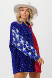 American Flag Sequin Snap Down Shirt DJPT