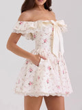 Floral Lace Trim Mini Dress DJPT
