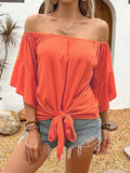 Solid Off-Shoulder Blouse DJPT