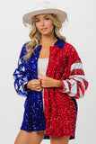 American Flag Sequin Snap Down Shirt DJPT