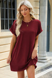 Neck Rolled Short Sleeve Tee Dress DJPT
