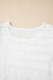 Lace Trim Bubble Sleeve Blouse DJPT