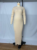 Solid Color Sashes Knit Lace-up High Waist Going Out Photoshoot Maternity Sweater Maxi Dress Maternity
