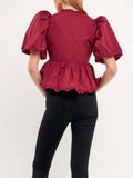 Sleeve Peplum Blouse DJPT