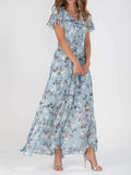 V-Neck Flutter Sleeve Maxi Dress DJPT