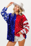 American Flag Sequin Snap Down Shirt DJPT
